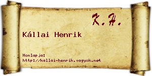 Kállai Henrik névjegykártya